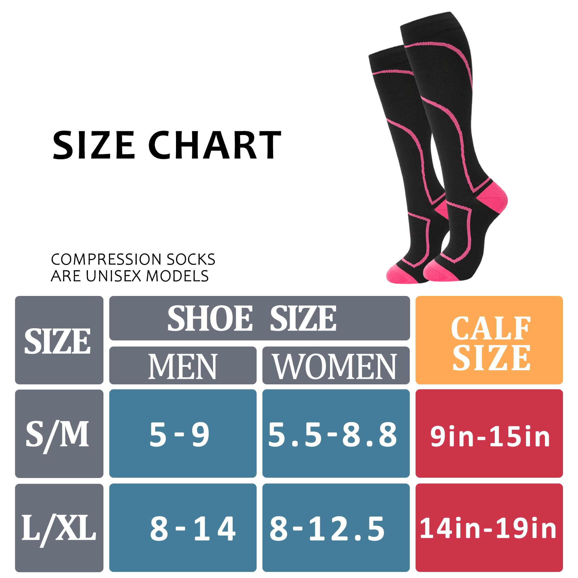 hello momya - 8 pares de calcetines de compresión para mujeres y hombres, calcetines hasta la rodilla para correr, 20-30 mmHg, enfermeras, médicos y viajes atléticos, 41-8 pares: