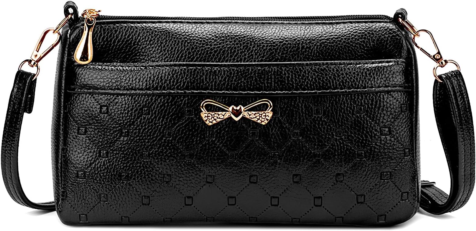 Crossbody Bag for Women Soft PU Leather Shoulder Handbags Quilted Crossbody Phone Bag Ladies Cell Phone Purse with Adjustable Strap