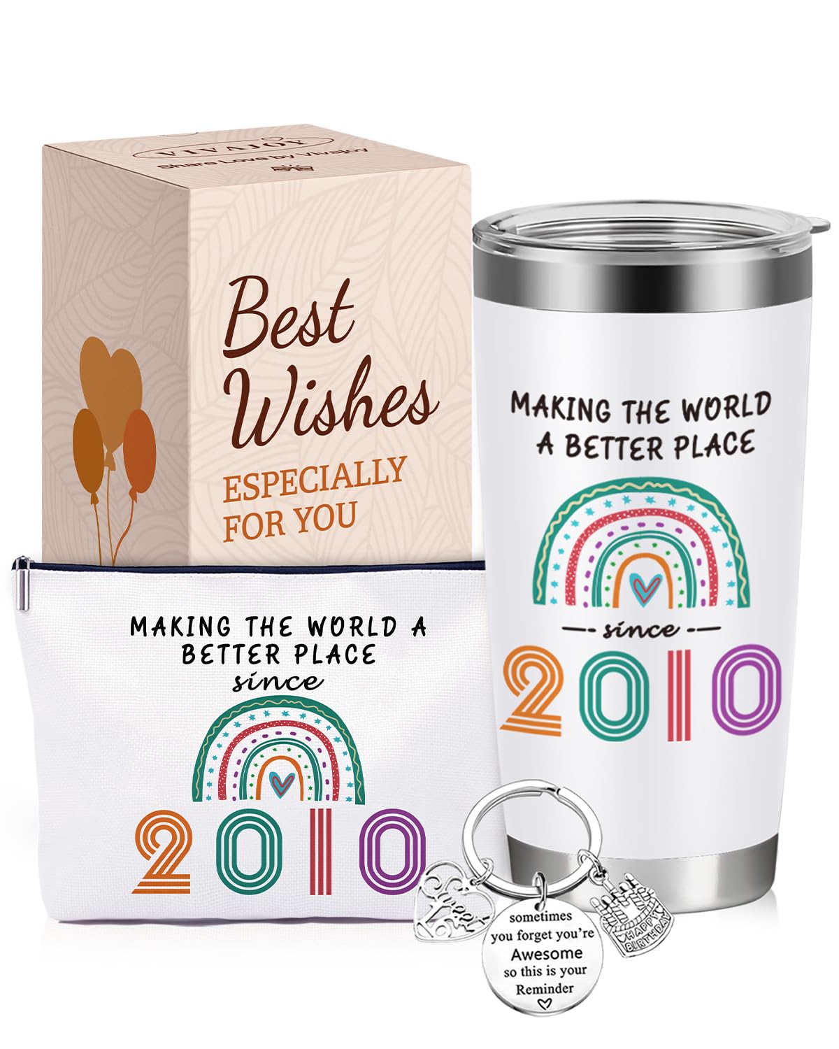 VivaJoy 16th Birthday Gifts Girl - Sweet 16th Birthday Gifts Rainbow Mugs, Personalised 2010 Present for Best Friend, Sister, Daughter