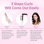 Beauty7 Automatic Curling Iron, Auto Hair Curler with 3 Temperature, Fast Heating, Anti-Scald, Anti-Tangle Rotating, Automatic Shut-Off for Hair Styling White, Lightweight for Travel