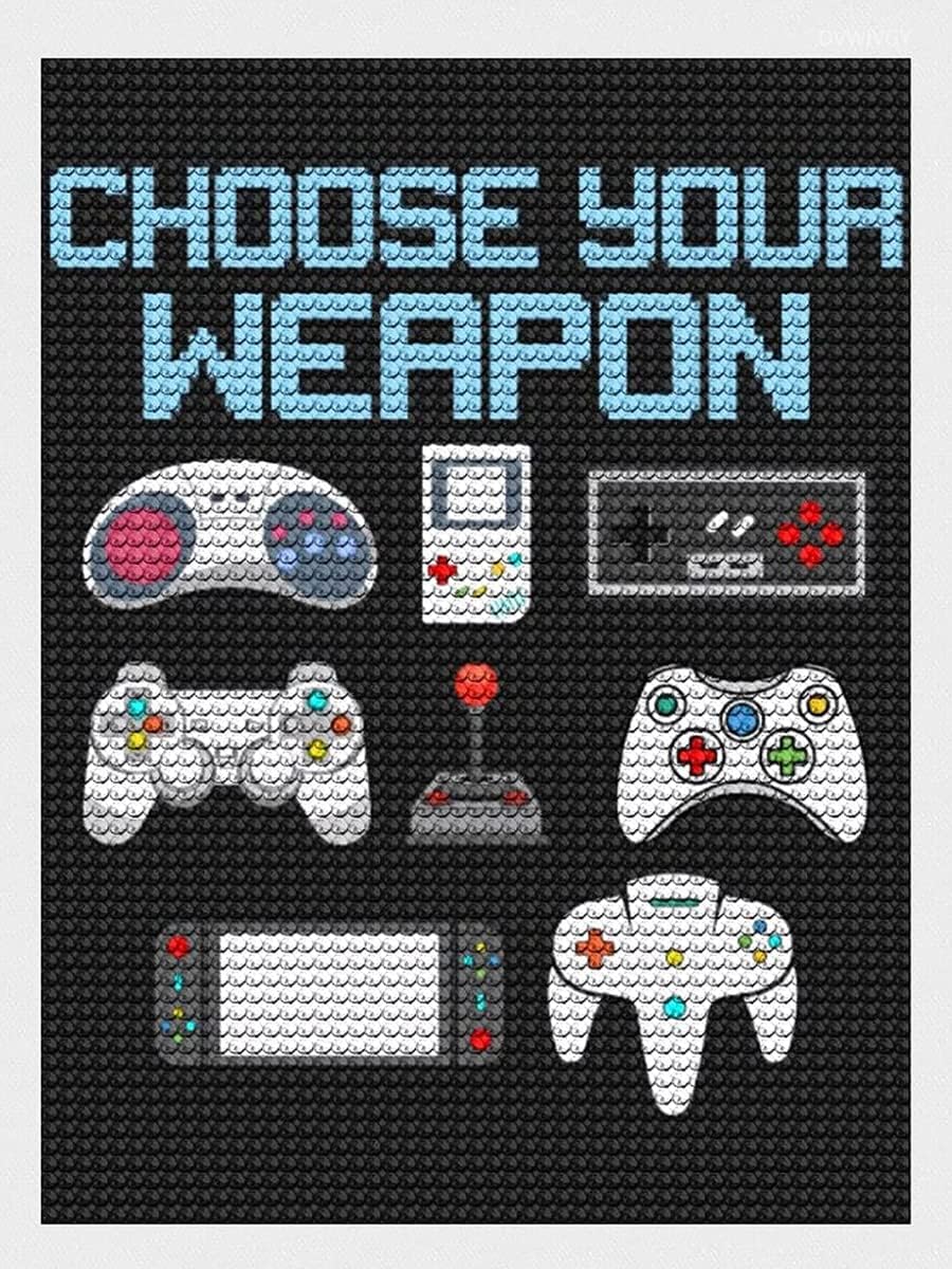 DIY Diamond Painting Kits Funny Gaming Diamond Art for Adults Kids, Full Round Drill Paint by Numbers Arts Pictures for Home Wall Decor Gifts 12 x 16 inch