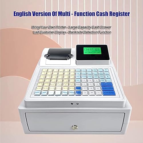 Miniatura 2 de Caja registradora electrónica, caja registradora eléctrica con cajón, teclado plano e impresora térmica, fácil de usar, para pequeñas empresas,