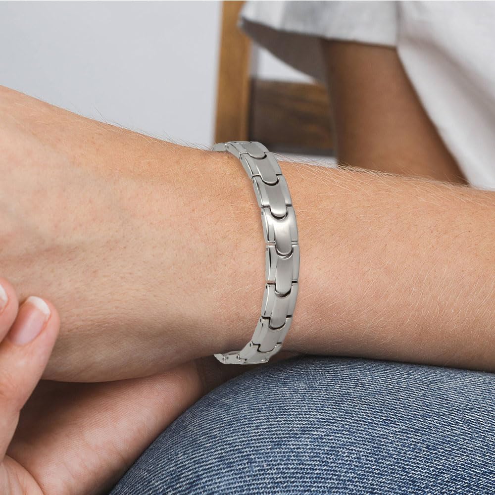 HAQI Magnetarmband für Herren Edelstahl Silber Herrenarmband Starker 3000 Gauss Magnet Magnetfeldtherapie Armband Magnetisches Armband für Herren