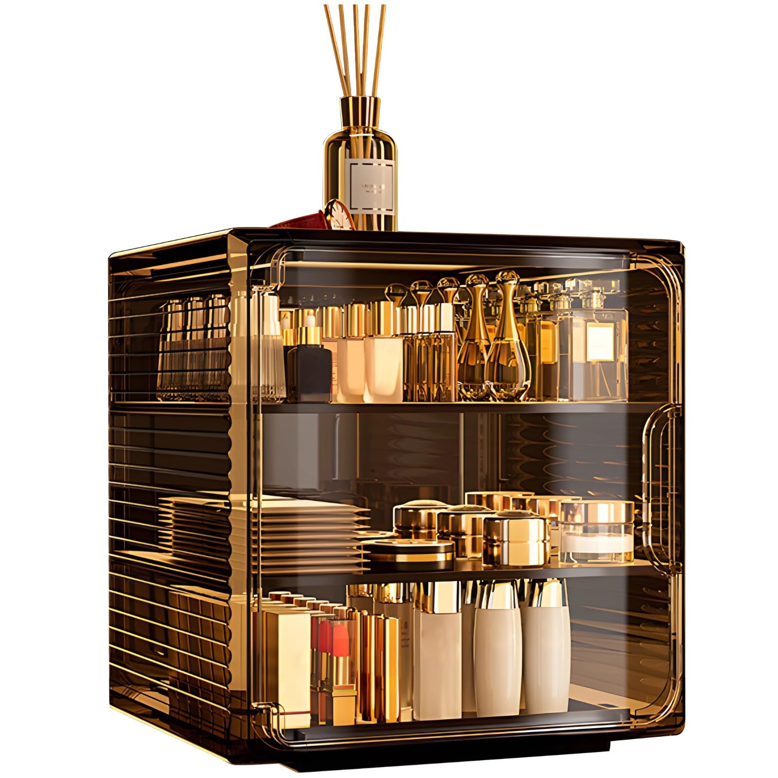 Porte-gobelets de bureau, empilable et résistant à la poussière, étagères réglables, panneaux transparents, esthétiques haut de gamme, pour vaisselle au bureau ou au salon