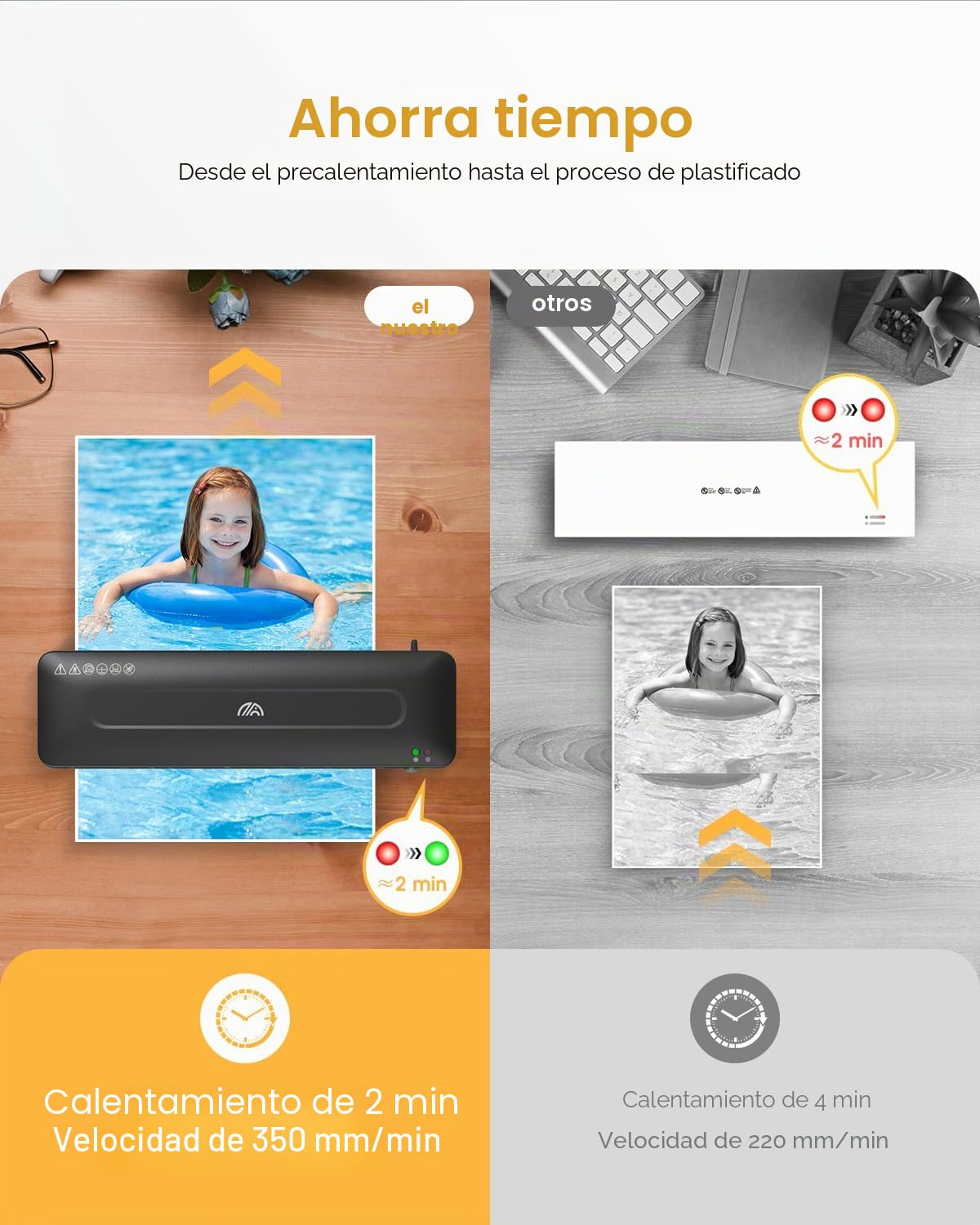 Crenova Plastificadora A3 con Guillotina, Modo Frío y Caliente, Laminadora con 10 hojas de plastificación, Ideal para Colegio Oficina Estudio Fotográfico, Negro