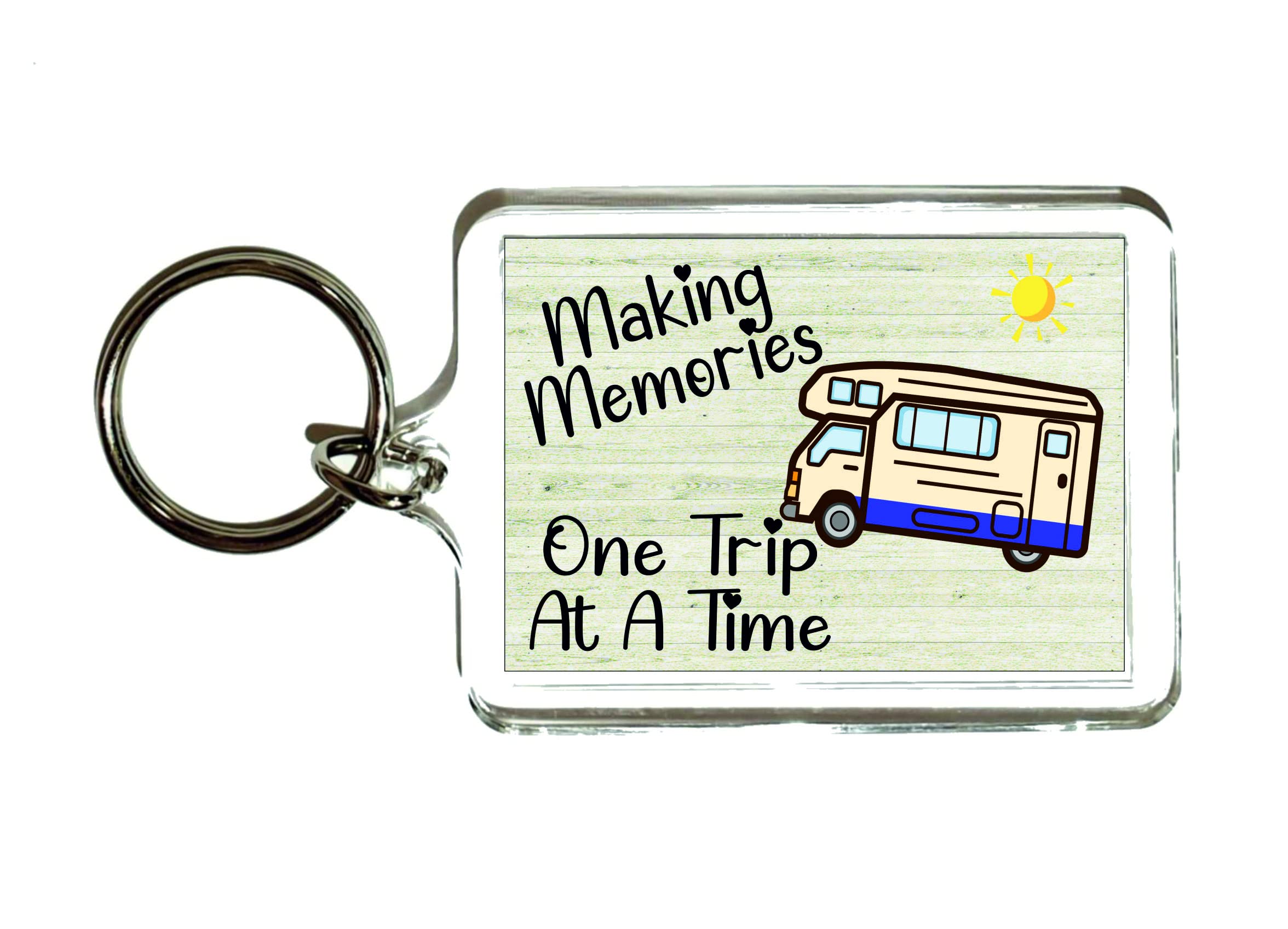 Decalarama Clear Motorhome Keyring - Making Memories One Trip At A Time - Motorhome Novelty Gift Present
