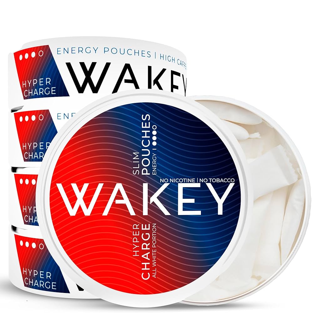 Amazon.com: Wakey Energy Pouches | 50mg Caffeine | Vitamin A, C, D, B12, Thiamin (Vitamin B1) | No Sugar - 20 Nicotine Free Pouches (5 Pack) (Hyper Charge 50mg) : Health & Household