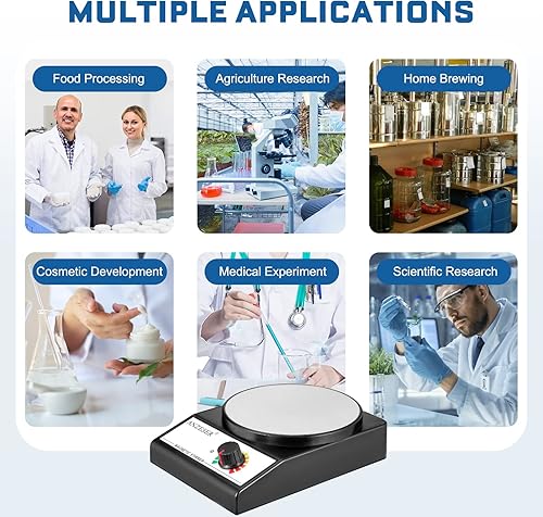 Miniatura 6 de ANZESER Agitador magnético placa de agitación magnética de 3000 RPM agitadores de laboratorio con barra de agitación capacidad máxima de agitación