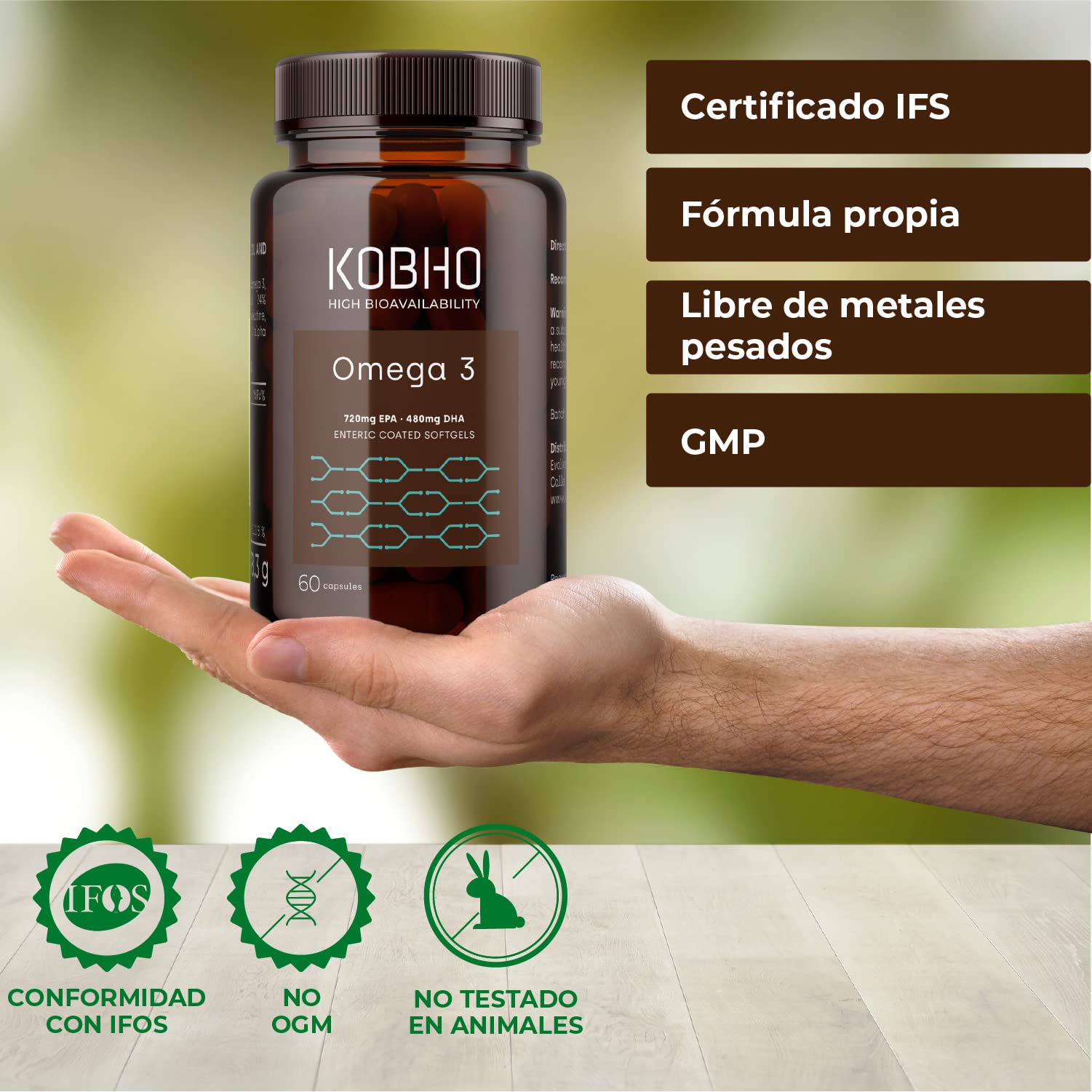 Omega-3 de Alta Absorción – 60 Cápsulas con EPA y DHA en Forma rTG - Sin Regusto a Pescado - Certificado IFOS - Fabricado en España (Paquete de 2)
