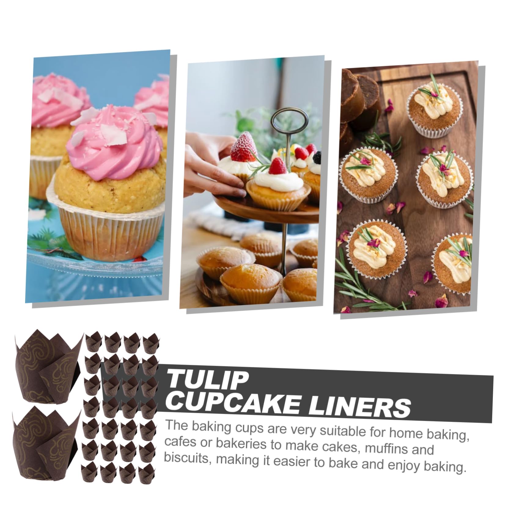 ABOOFAN 2 Sätze Cupcake Förmchen Für Die Küche Tulpen Cupcake Förmchen Quadratisch Aus Karton Einzelne Durchsichtige Roti Brot Backzubehör Kleine 250 Stück * 2