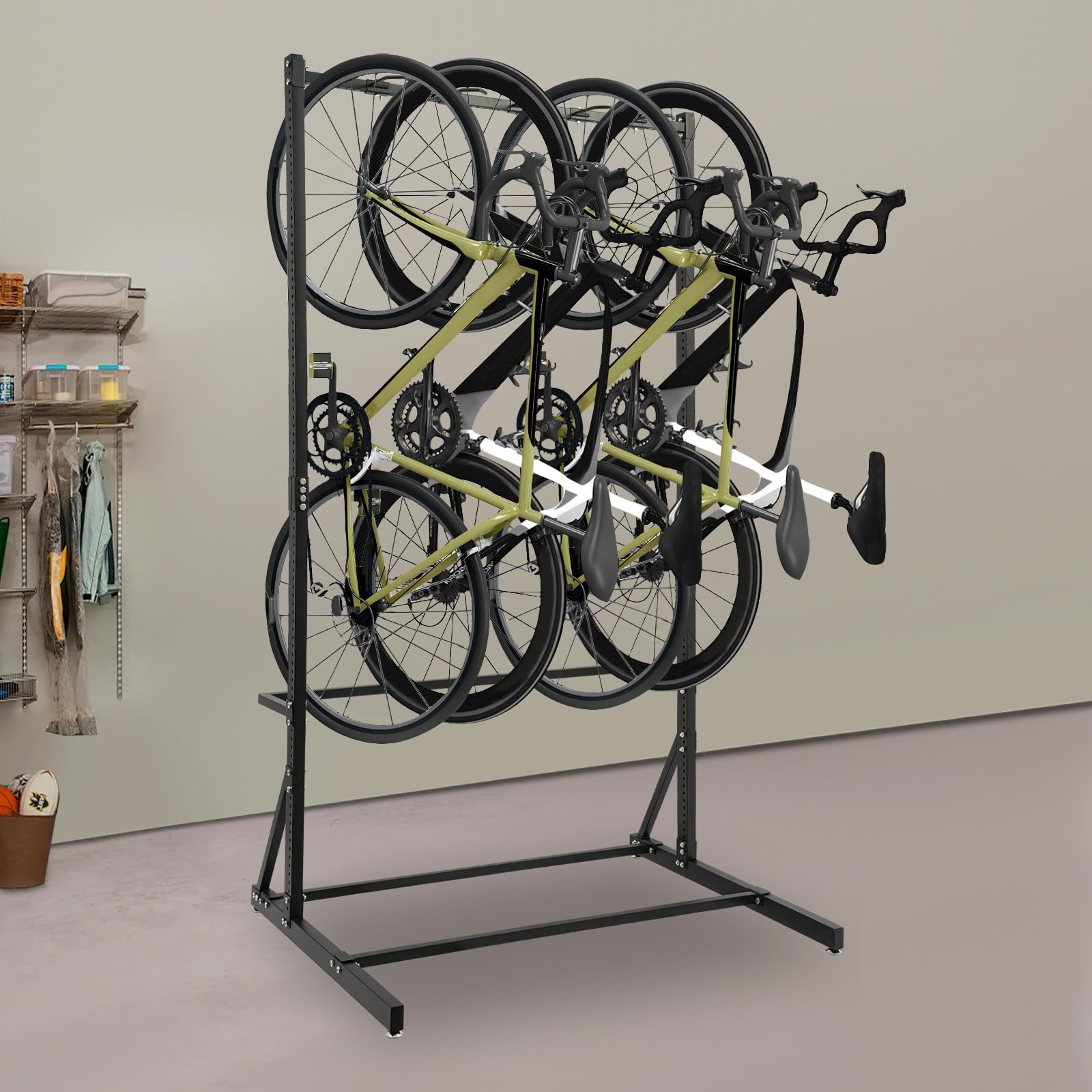Supporto indipendente per 5 biciclette, porta bici verticale, organizer per biciclette, per garage, officine e negozi di biciclette, capacità di carico 150 kg