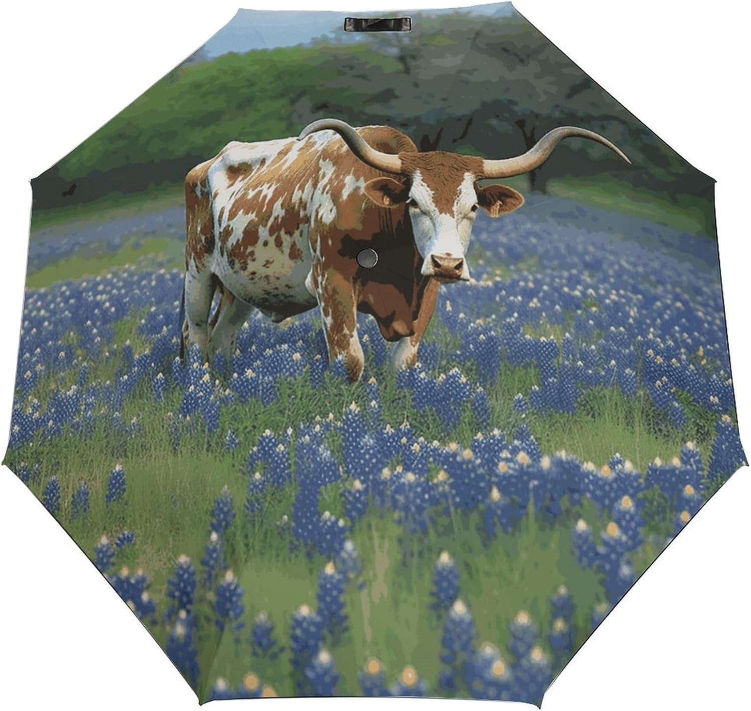 Windproof Travel Umbrella Bluebonnet Longhorn Folding Small Sun Umbrella Lightweight Small And Compact Suit for Pocket