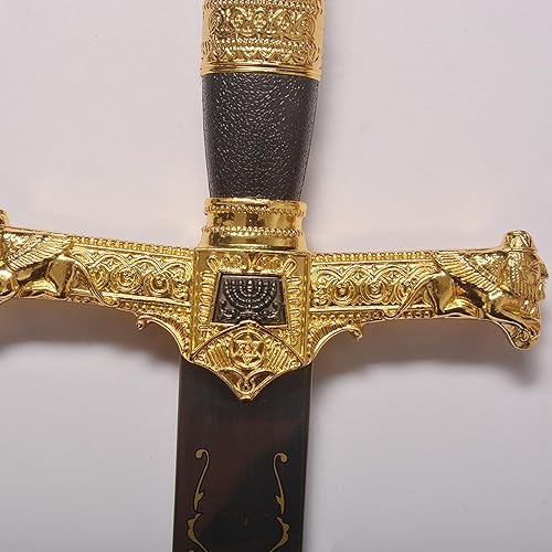 Miniatura 7 de Espada medieval de acero inoxidable con estrella de David, espada del rey Salomón para cosplay, colección, 33.8 pulgadas
