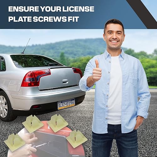 Vista 35 de Tornillos para placa con acabado inoxidable - Kit de tornillos para placas delanteras y traseras – Pernos para placa de vehículos nacionales