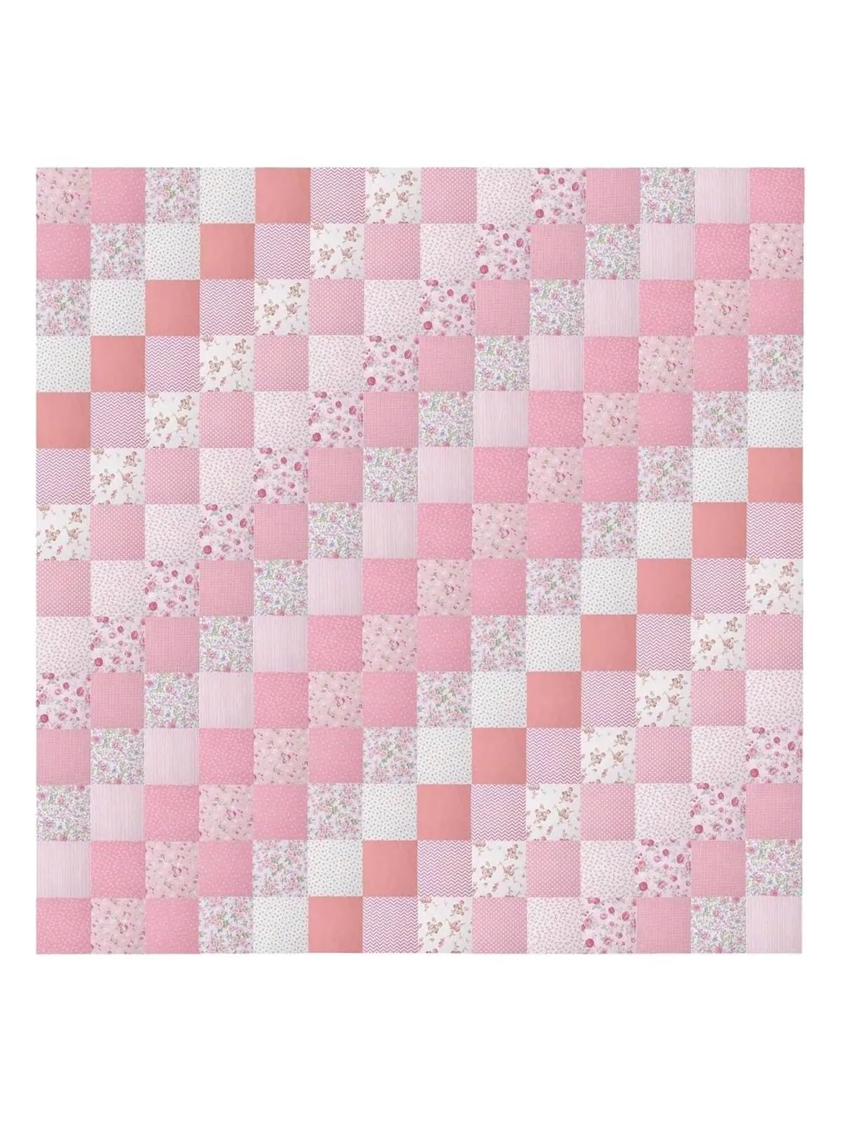 Telas Para Patchwork Juego de cuadrados de tela de retales de 42 Uds., 5x5 pulgadas, con rosas Vintage y patrones a cuadros, Ideal for costura DIY