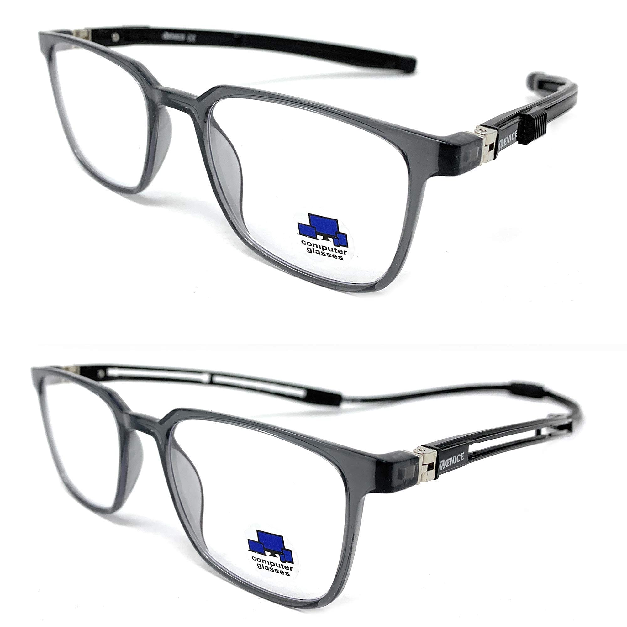 VENICE EYEWEAR OCCHIALI | New Model 2021 TR90 EXTENSIBLE Gafas de lectura con filtro bloqueo luz azul para gaming, ordenador, móvil. Anti fatiga IMAN EXTENSIBLE unisex Venice (Negro, 2.00)