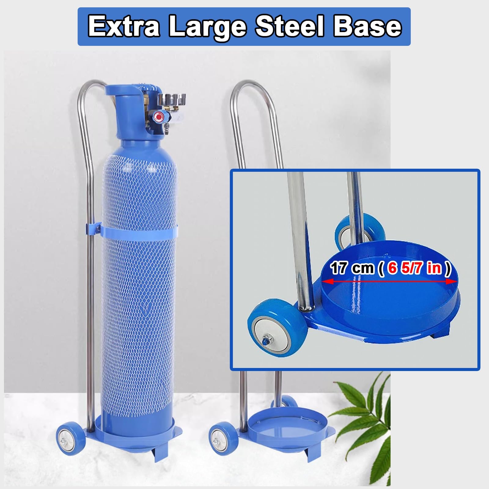Generico Carrello Portatile per bombole di Ossigeno con Doppie Ruote per Un Facile Trasporto, Robusto Supporto da Pavimento per Un deposito Sicuro, Ideale per strutture mediche, Uso Domestico e offic