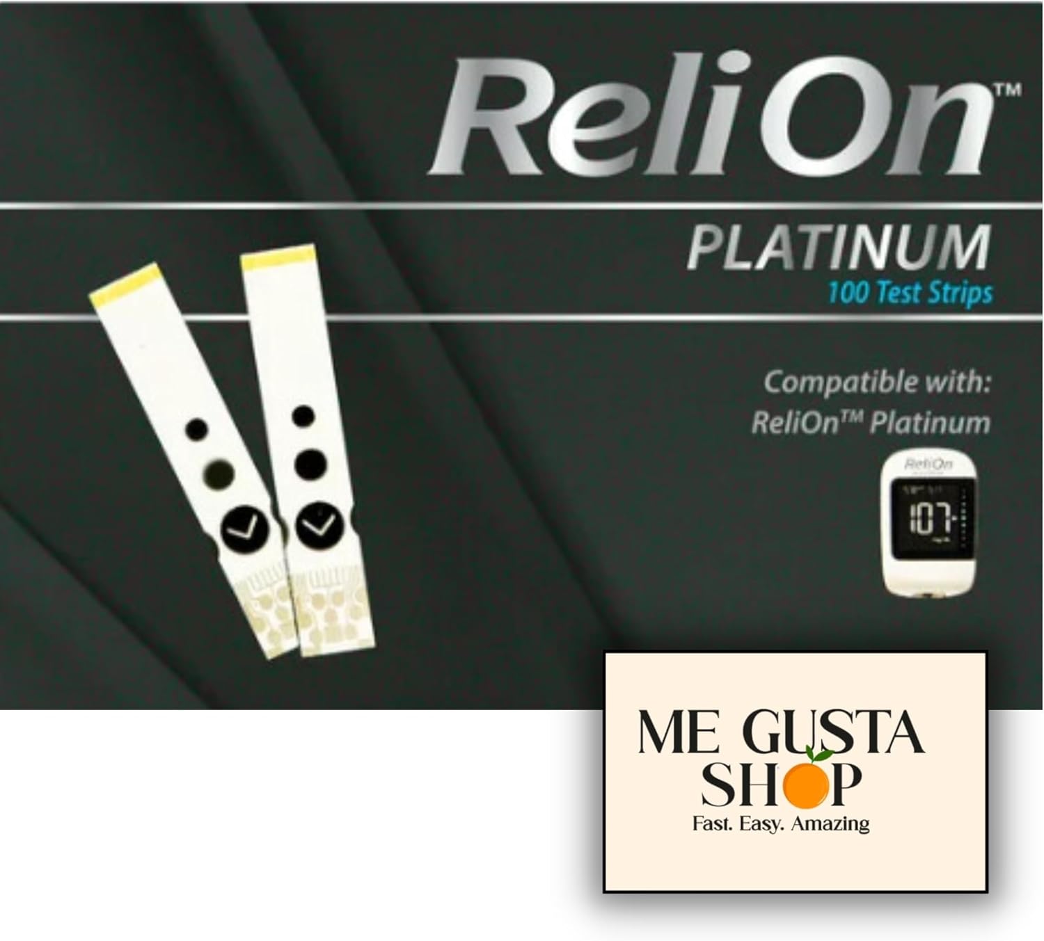 ReliOn Platinum Blood Glucose Test Strips,100 Count + me Gusta Sticker