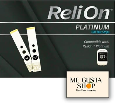 شرائط اختبار نسبة الجلوكوز في الدم ReliOn Platinum، 100 Count + me Gusta Sticker