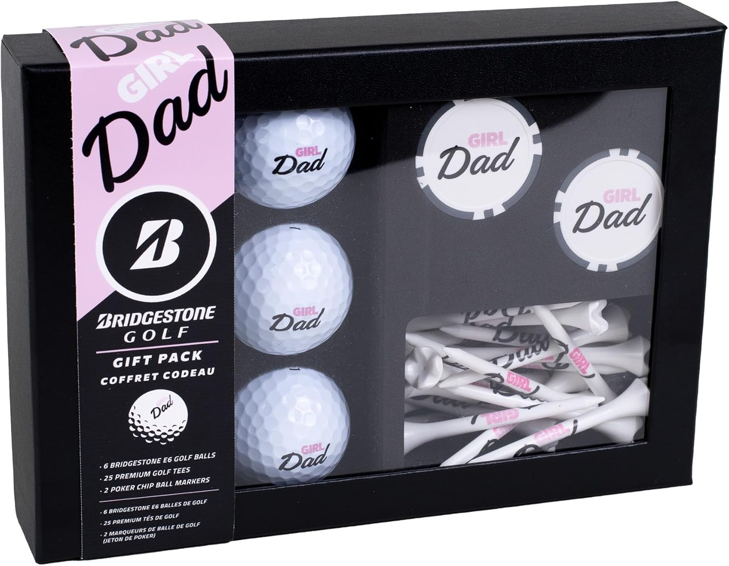 PrideSports Bridgestone Golf Gift Set - e6 Golf Balls, Pride Performance Tees, and Poker Chips