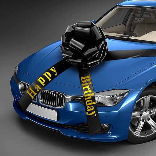 Miniatura 6 de Lazo grande de feliz cumpleaños para automóvil, lazo decorativo grande para envolver regalos, lazo gigante para decoración de cumpleaños, fiesta de