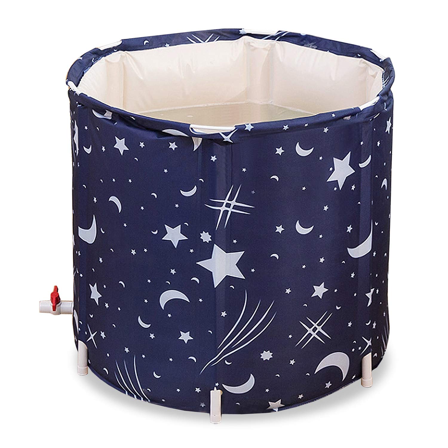 OUUTMEE Portable Bathtub Free Standing Ice Bath Foldable Soaking Bath Tub Hot Bath Bathroom Spa Massage Thickening with Thermal Foam to Keep Temperature 70×65cm