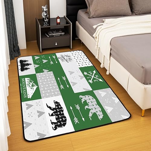 Miniatura 4 de Alfombra decorativa de oso de 5 x 7 pies, diseño de animales salvajes, para niños y niñas, con diseño de oso de naturaleza y vida silvestre,