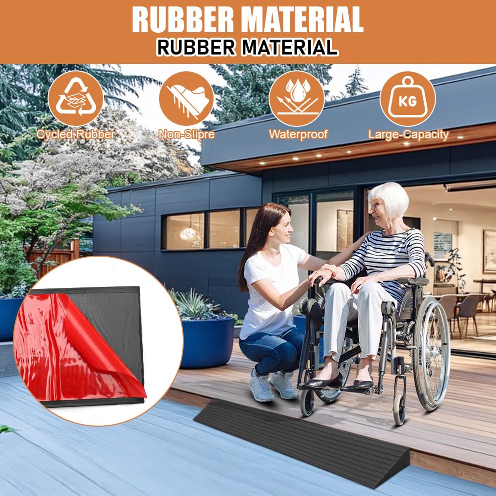 Rampa per Soglia, 100 X 8 X 2CM Rampa Robot Aspirapolvere, in PVC, Superficie Antiscivolo Rampa per Sedia a Rotelle, Passeggini, Deambulatori o Scooter