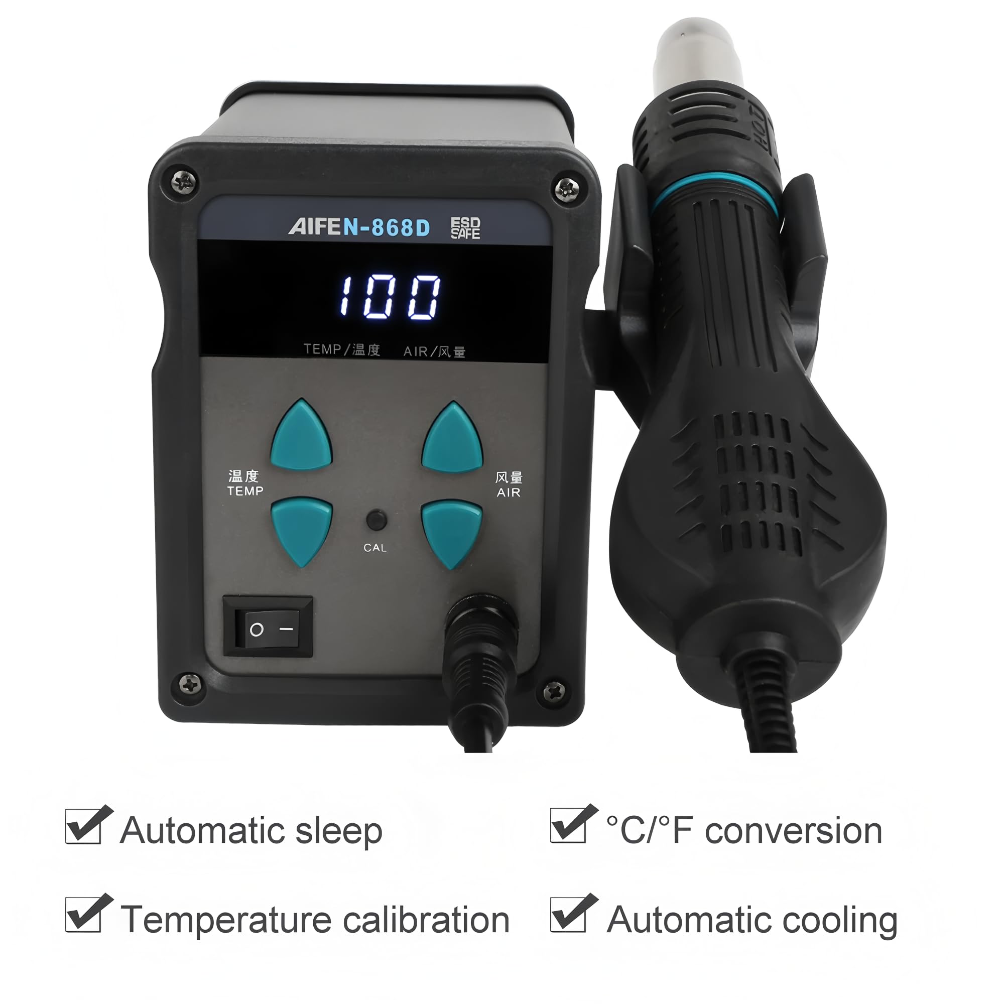 AIFEN 868D Intelligente Heißluft-Rework-Station – 700W mit chipgesteuerter Präzision und automatischer Schlaf-Funktion