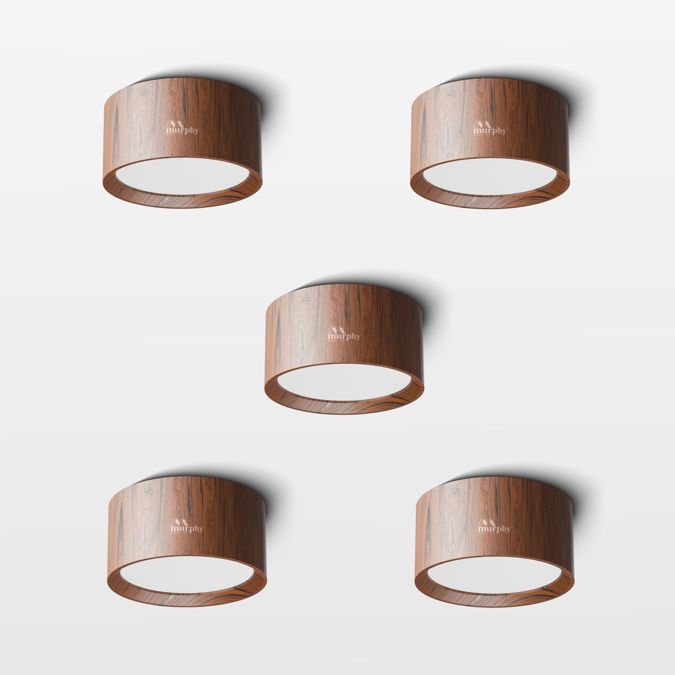 Murphy 3W LED Disc Surface Light Wood Finish | Warm White 3000K | Up to 300 Lumens | Aluminium Body | BIS Approved | 2 Year Warranty | Pack of 5