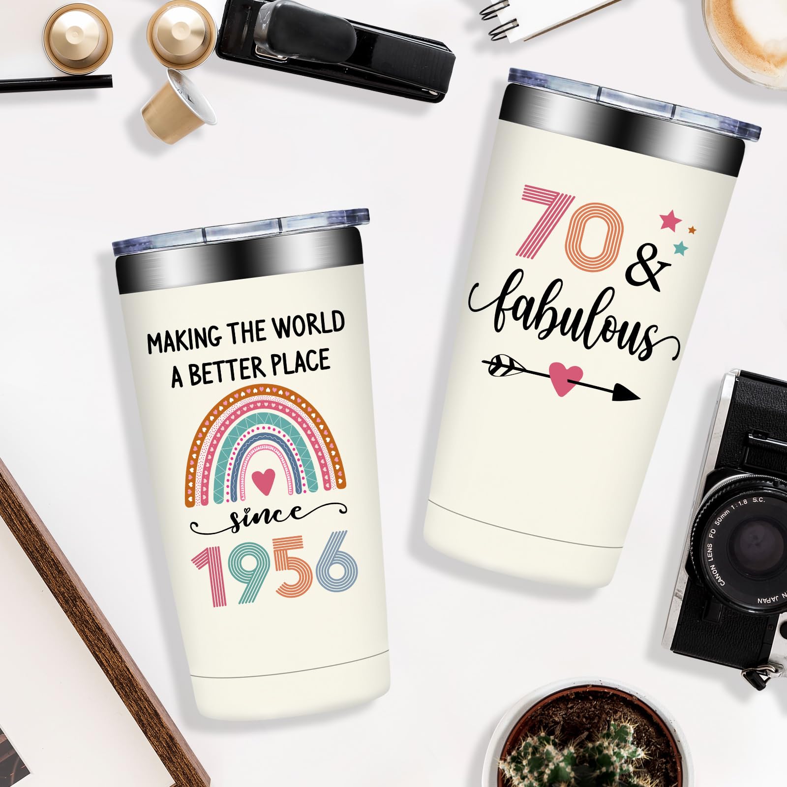 70th Birthday Gifts for Women - 1956 70th Birthday Decorations for Her - Turning 70 Year Old Gifts for Women - 70 Fabulous Tumbler 20 oz
