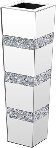 Miniatura 7 de SHYFOY Jarrón alto de cristal con espejo de 28 pulgadas de alto, jarrones altos decorativos plateados para decoración de piso, jarrón grande de