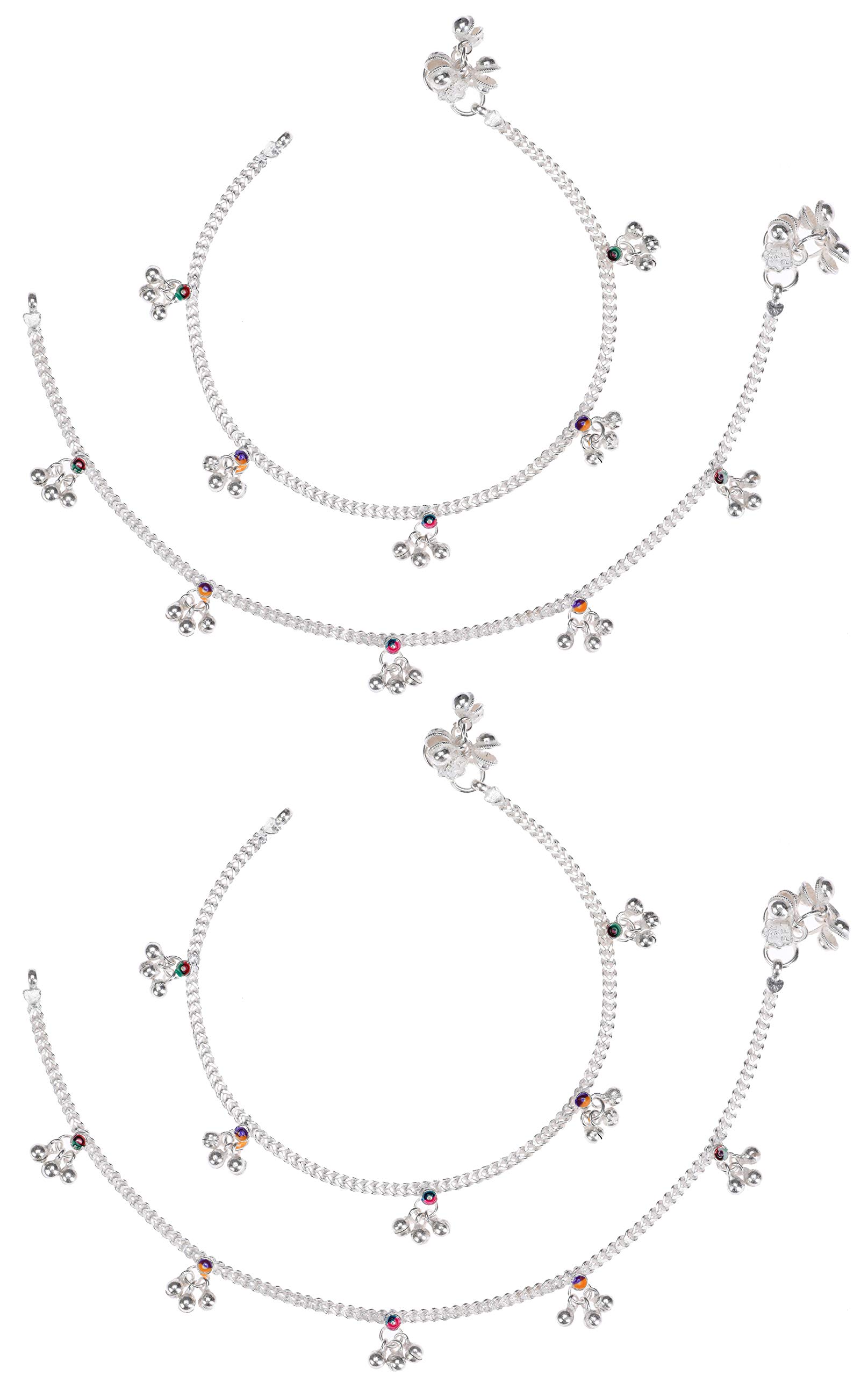 AanyaCentric Pack of 2 Pair Indian Traditional Ethnic Silver Plated Anklet Leg Bracelet For Women Payal Girls Kolusu (B08BZQ5GX4) Amazon Price History, Amazon Price Tracker