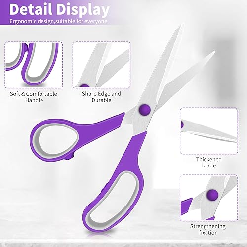 Miniatura 3 de Tijeras, 8.5 "Tijeras multiusos, agarre cómodo, de acero inoxidable, tijeras afiladas para oficina, escuela, suministros para el hogar,