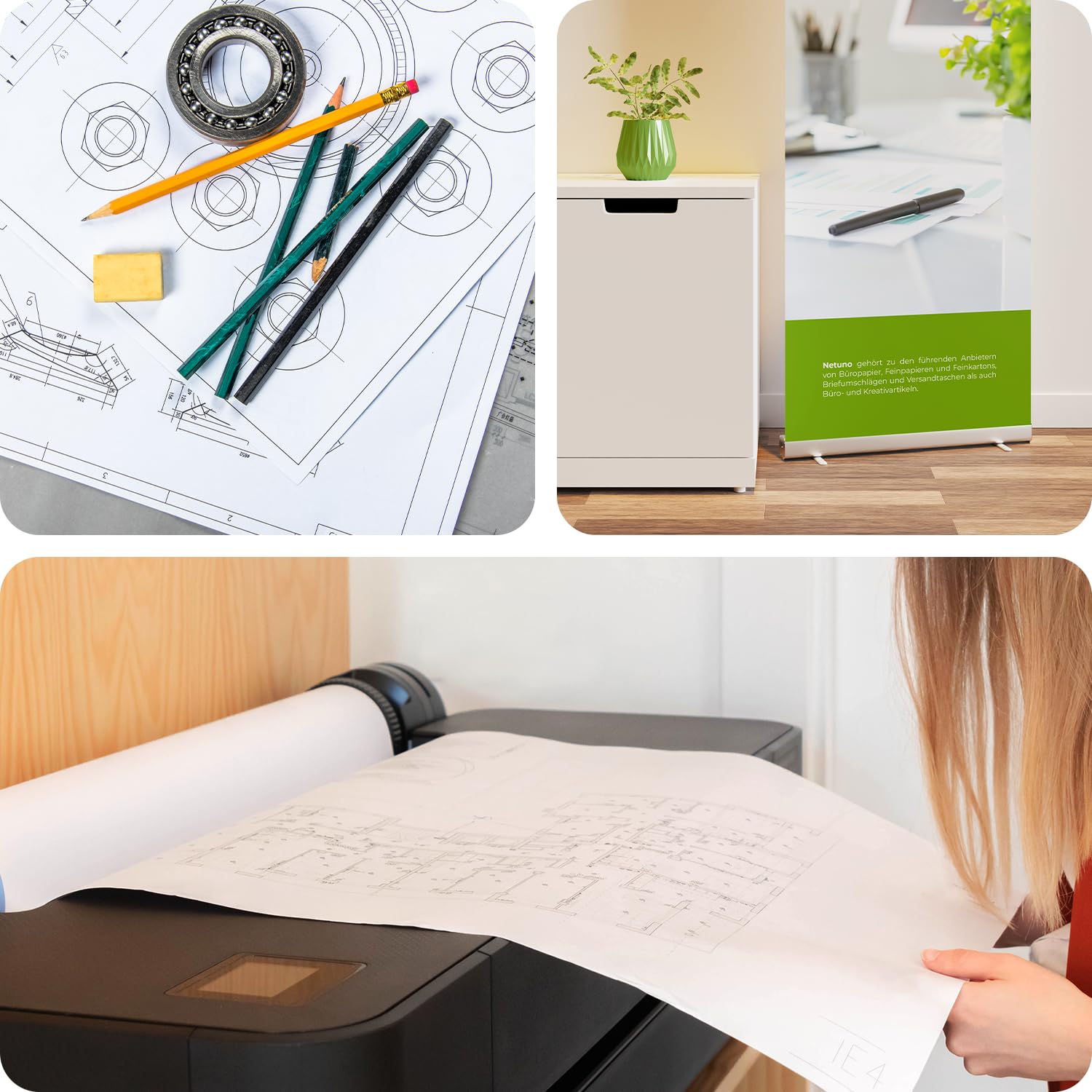 Carta plotter bianca Netuno 610 mm x 50 m 90 g/m² anima 50 mm per stampa CAD inkjet