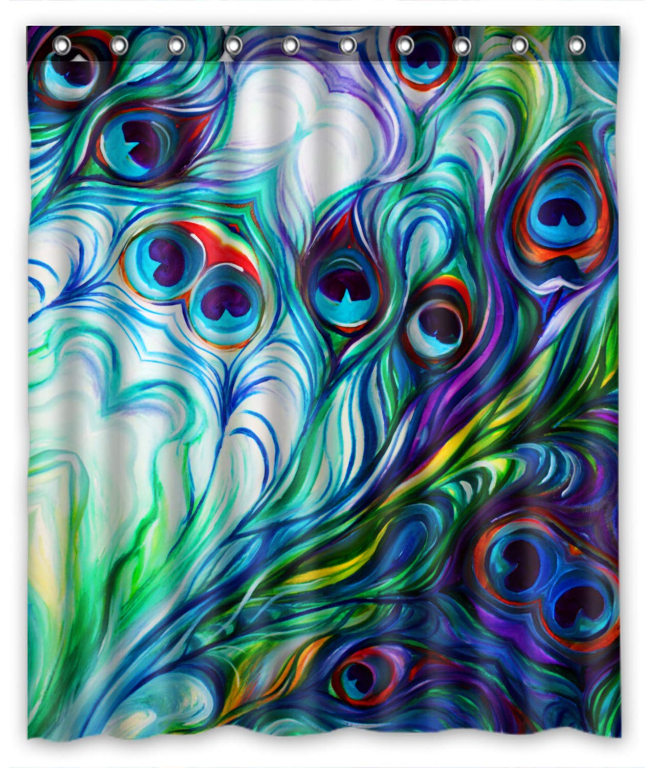 KXMDXA Flawless Peacock Feathers Bathroom Polyester Shower Curtain 60x72 Inch