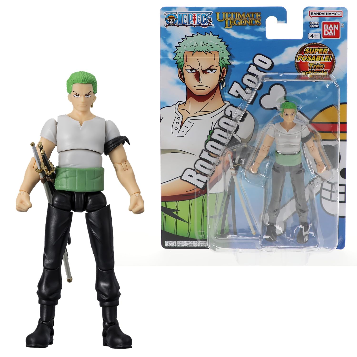 BANDAI - Ultimate Legends HD - Figurina One Piece 12 cm - Roronoa Zoro - Licenza ufficiale One Piece - Figurina articolata Zoro - Giocattolo per bambini 4 anni e + - VE91032