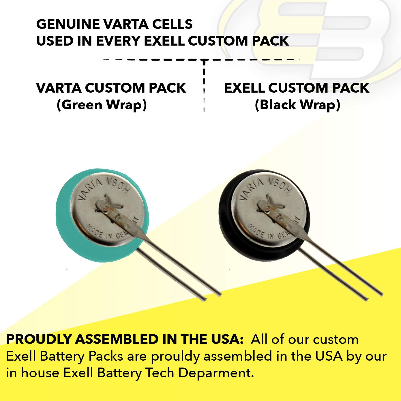 V80H-2PIN 1.2V 80mAh NiMH Battery with 2 Pins Made with Genuine VARTA Cells for Lighting, Industrial timepieces, GPS-Tracker, Wireless Beacon, eCall, Vehicle Tracking, Car Alarm, Solar