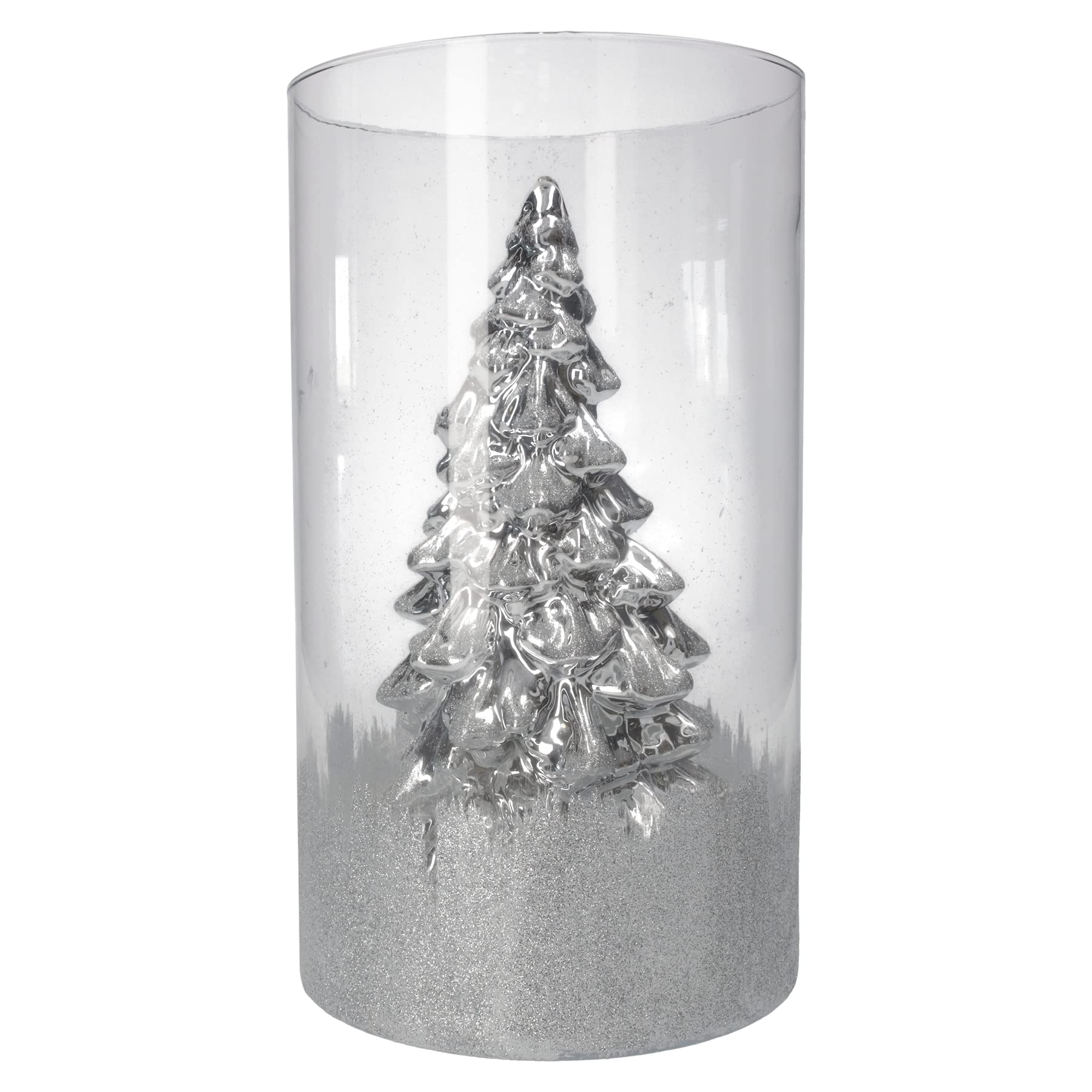 KEYHOMESTORE - Vela decorativa en forma de pino color plateado brillante, ideal para decoración de interiores.