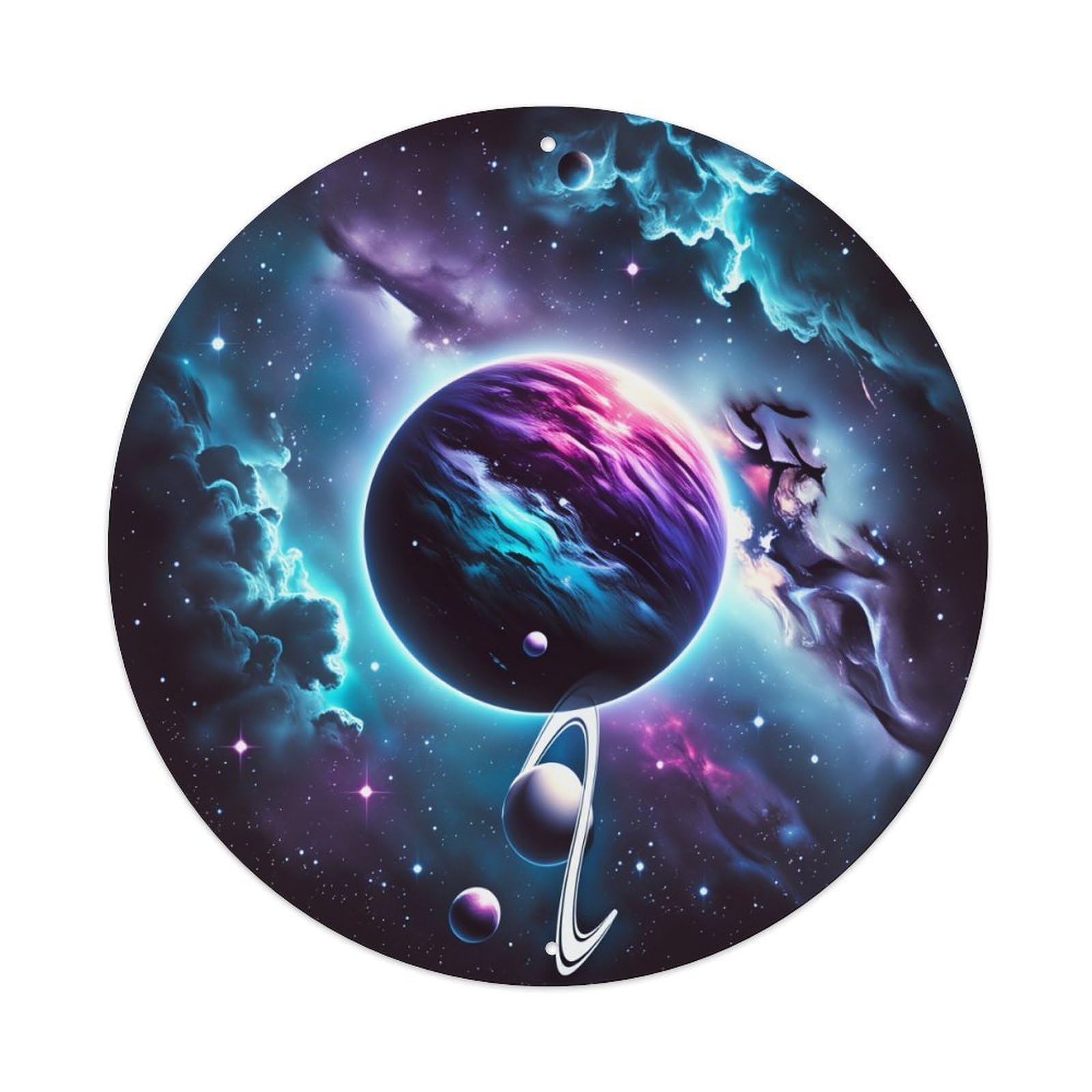 Cosmic Planet Nebula Stars Galaxy Round Tin Sign Vintage Metal Poster, Home Bar Garage Man Cave Cafe Indoor & Outdoor Wall Decoration 8x8Inches