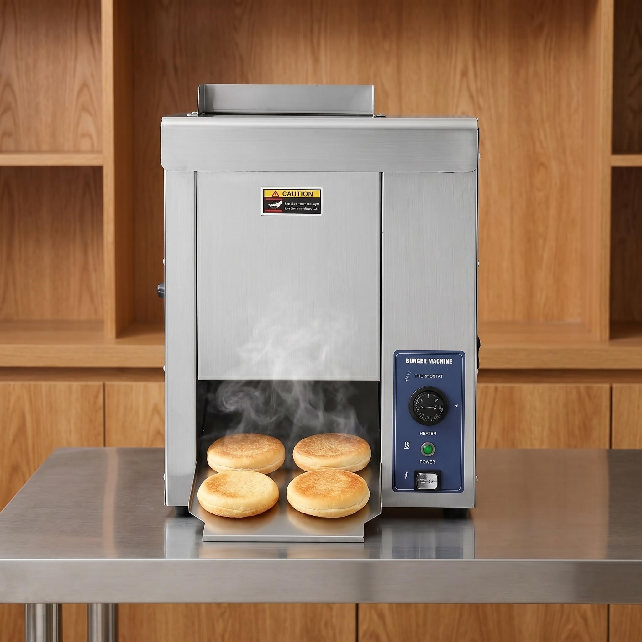 Tostadora Comercial De Pan para Hamburguesas De 2000 W: Máquina Eléctrica Vertical para Hornear con Temperatura Ajustable Y Asas Laterales Empotradas para Un Tostado Pan.