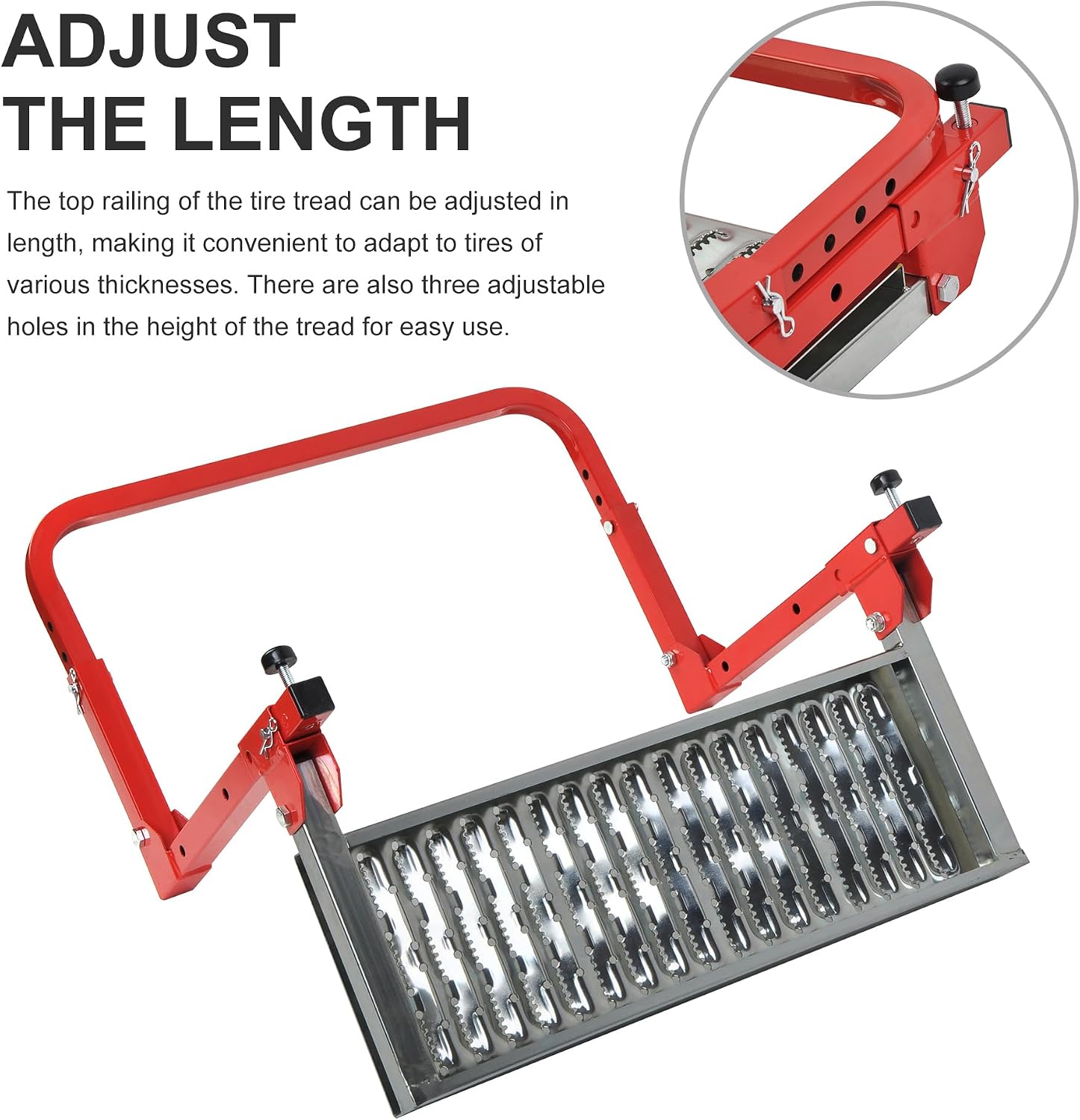 Heavy Duty Tire Step for Truck, SUV, Non-Slip Steel Surface, Adjustable to Fit Tire, Fold Flat for Storage, Fits for 12" Deep Tire