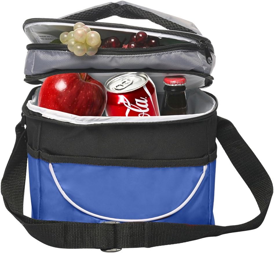 Insulated Lunch Bag / Lunch Tote by Sacko Dual Compartment (Blue) For Men, Women, Kids. Great Lunchbox for Girls, Boys and for School, Work, etc.