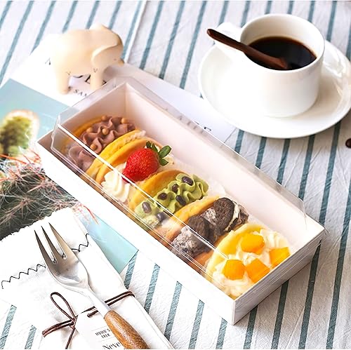 Miniatura 5 de Ocmoiy Cajas de charcutería con tapas transparentes, paquete de 50 cajas blancas para panadería, cajas de galletas, cajas pequeñas para pasteles,