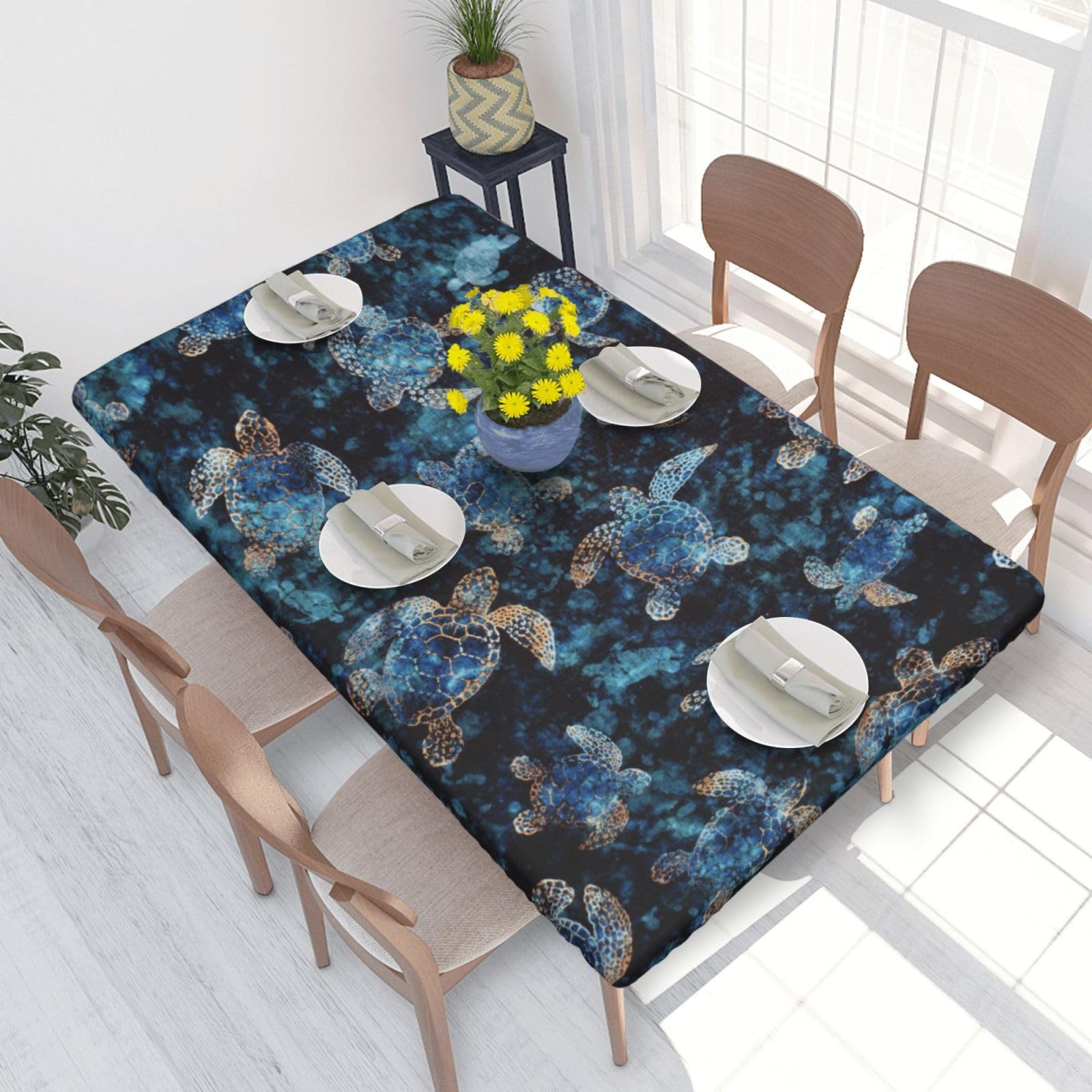 BNVSADC Sea Turtle Printed 4FT Tablecloth 122x76 CM Polyester Kitchen Water Resistant Table Cloth Dining Table Decoration Table Covers