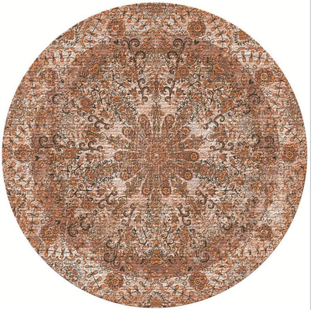 Icole Tapis rond en coton - Style ethnique européen - Pour salon, chambre, bureau, table basse - Diamètre : 100 cm
