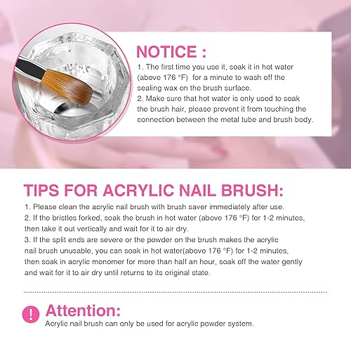 Miniatura 7 de SAVILAND Kolinsky - Juego de pinceles de uñas acrílicas tamaño 6, 8, 12, 14 pinceles profesionales de manicura que brilla en la oscuridad