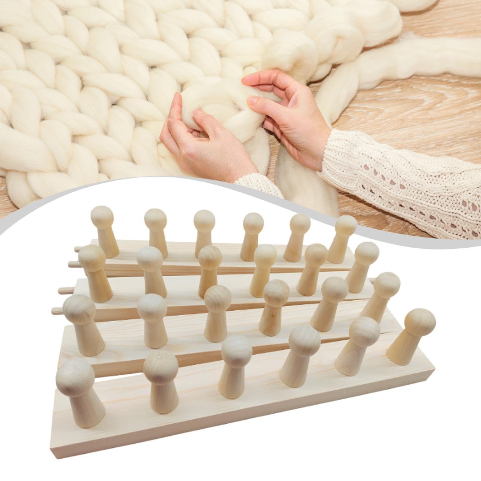 rockible Telaio per Maglieria in Legno, Strumento per Lavorare a Maglia, Versatile Telaio per Coperte Spesse per Principianti, per hobbisti, Filati, progetti, 4 Sezioni