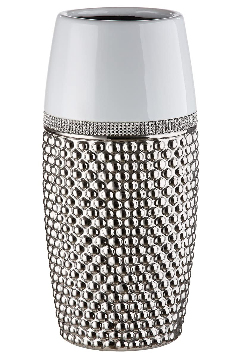 GILDE Vase Bubble Keramik silberfarben 47349