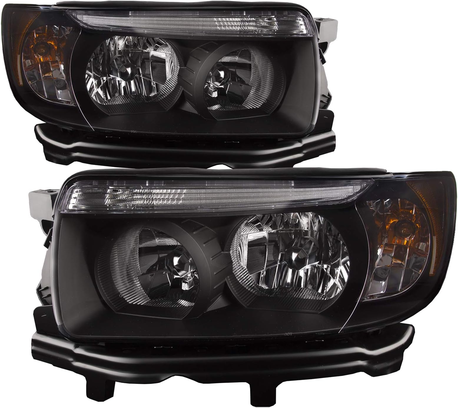 PERDE Black Housing Halogen Headlight w/Clear Lens Compatible with Subaru Forester 2006-2008 Includes Left Driver and Right Passenger Side Headlamps